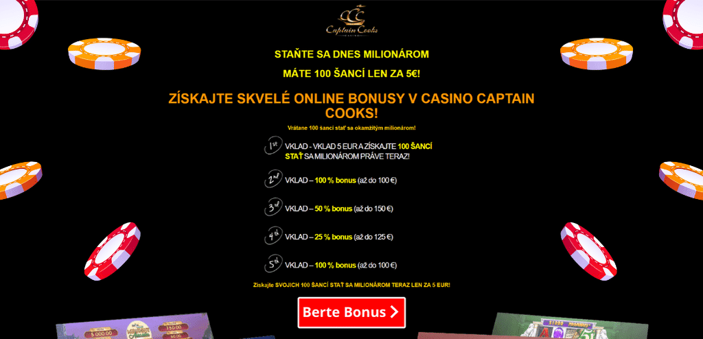 Captain Cooks Casino Rewards - Captain Cooks Casino 5€ - Captain Cooks Casino welcome bonus