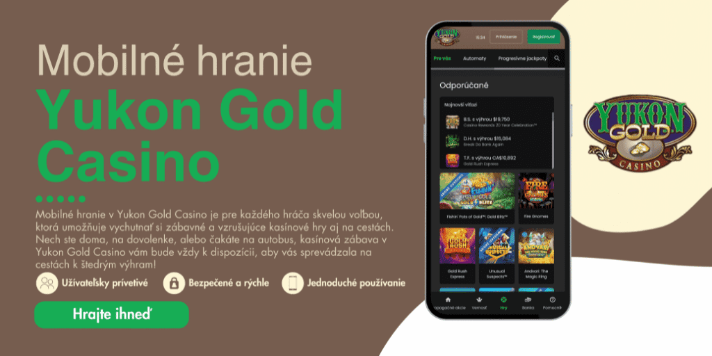 Yukon Gold Casino mobilné hranie - mobilná aplikácia