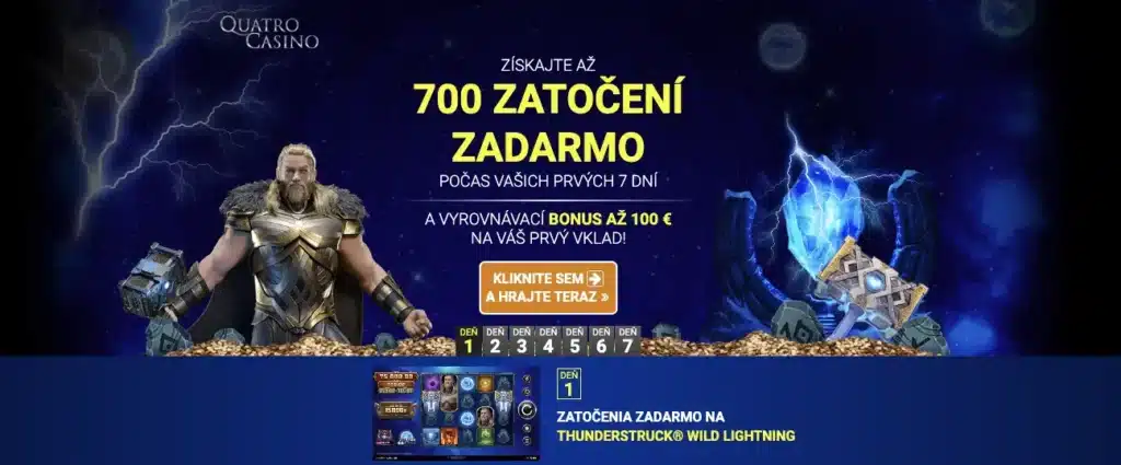 Čo ponúka uvítací bonus Quatro Casino?